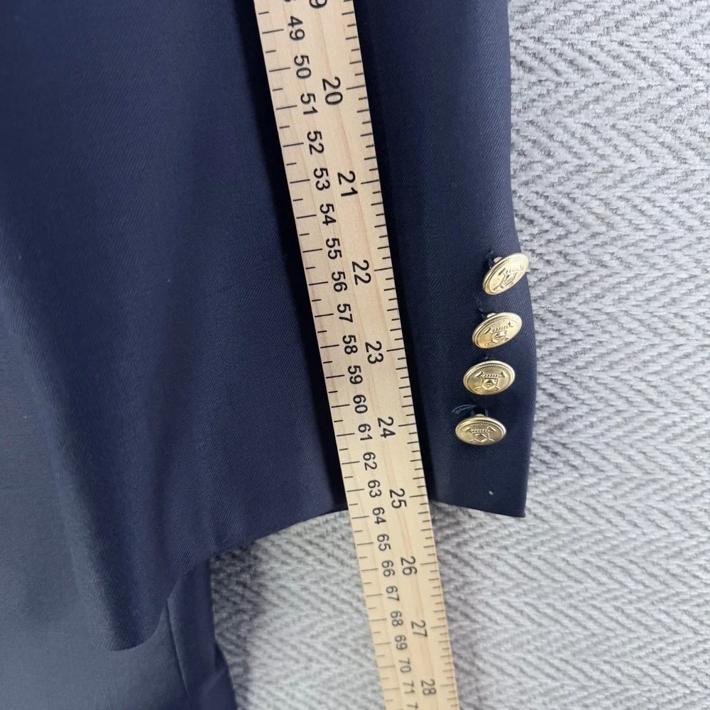 Lauren Ralph Lauren Blazer 44R Navy Blue Wool Gold Crest Button Sport Coat Mens
